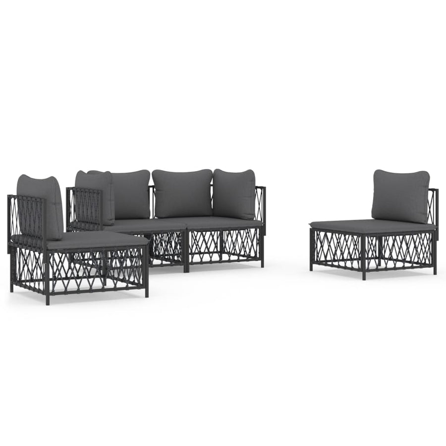 4-Delige Loungeset Met Kussens Staal Kleurig 1