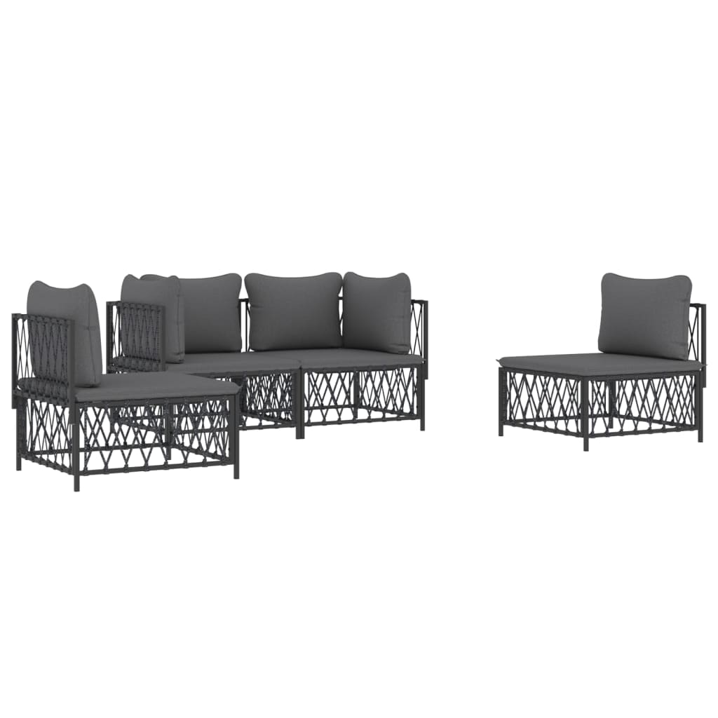 4-Delige Loungeset Met Kussens Staal Kleurig 1