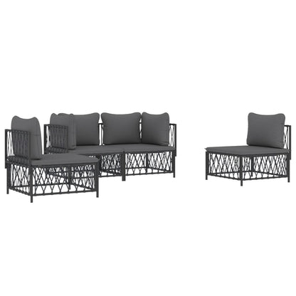4-Delige Loungeset Met Kussens Staal Kleurig 1