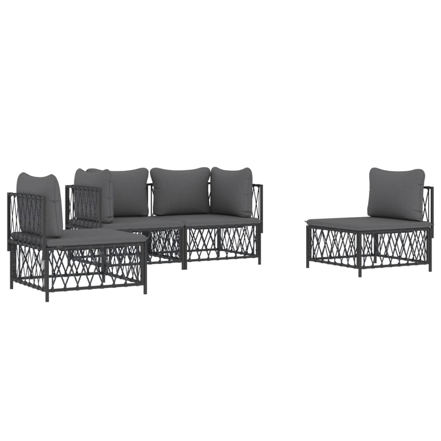 4-Delige Loungeset Met Kussens Staal Kleurig 1
