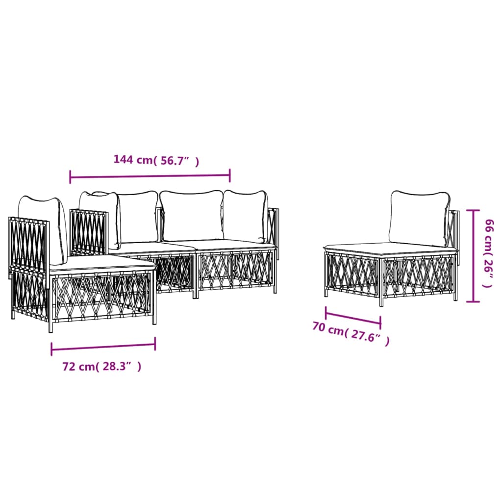 4-Delige Loungeset Met Kussens Staal Kleurig 1