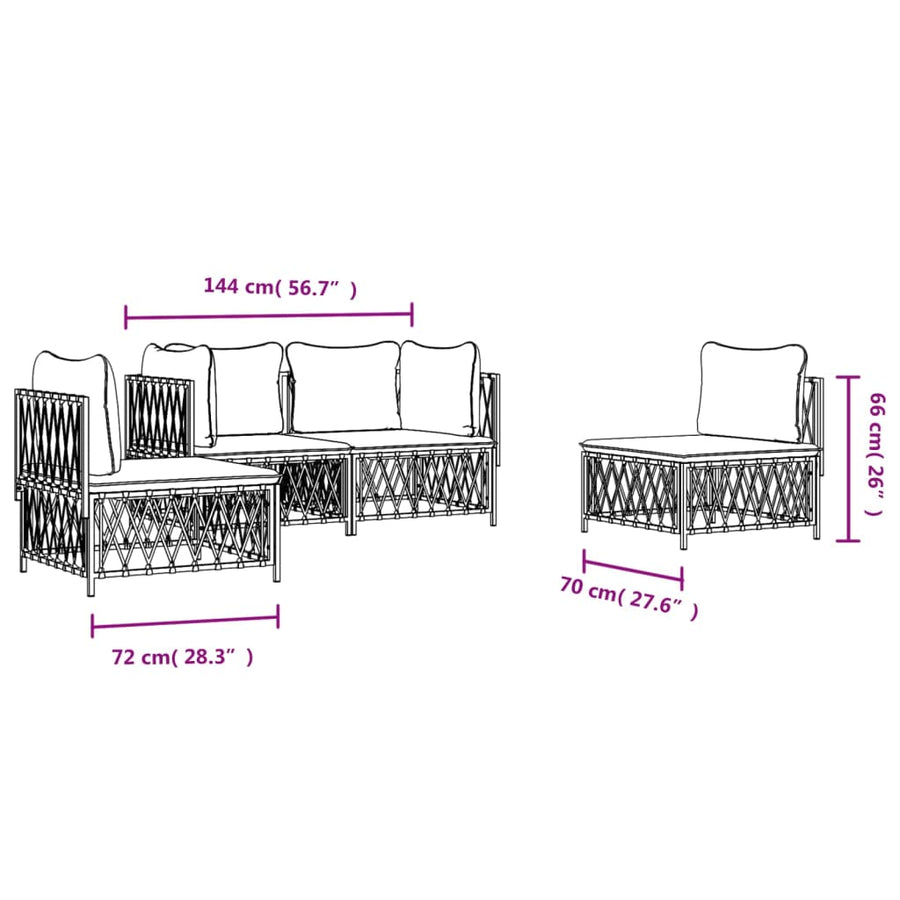 4-Delige Loungeset Met Kussens Staal Kleurig 1