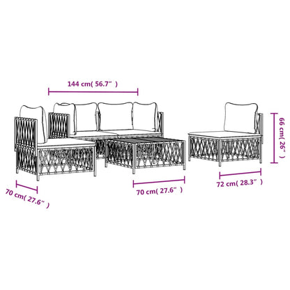 5-Delige Loungeset Met Kussens Staal 1