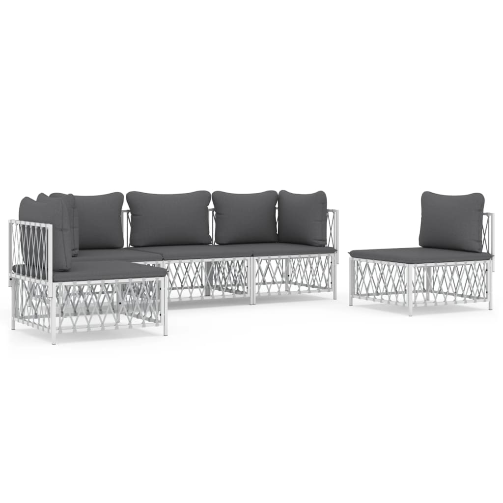 5-Delige Loungeset Met Kussens Staal 1