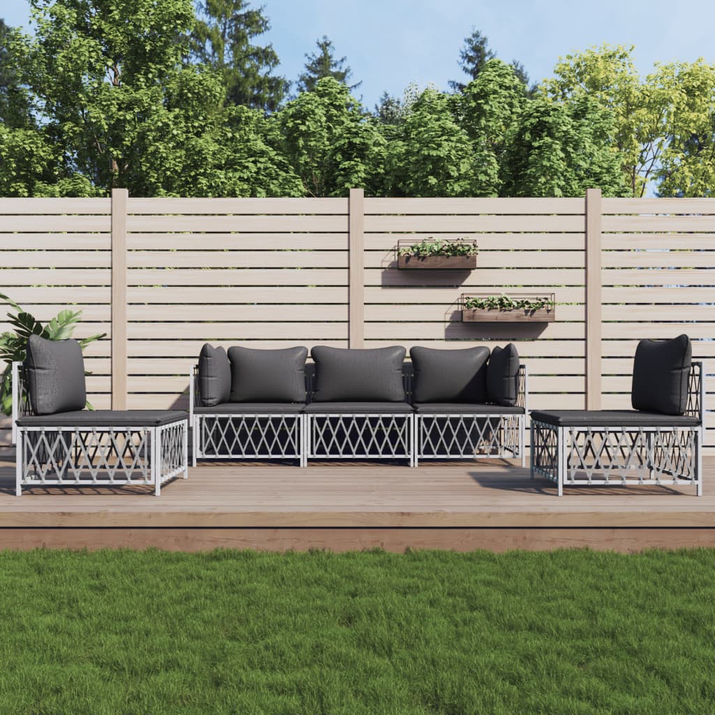 5-Delige Loungeset Met Kussens Staal 1