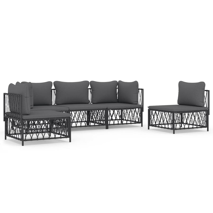 5-Delige Loungeset Met Kussens Staal Kleurig 1