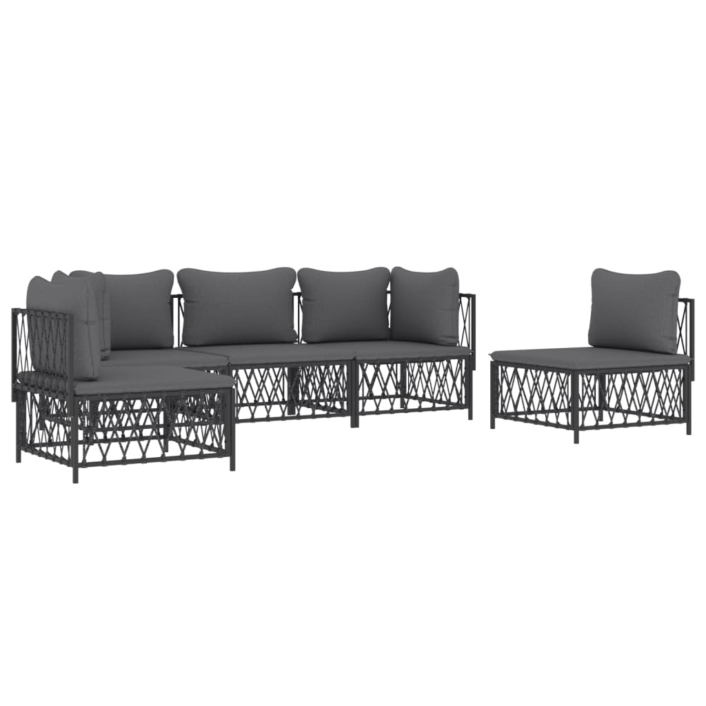 5-Delige Loungeset Met Kussens Staal Kleurig 1