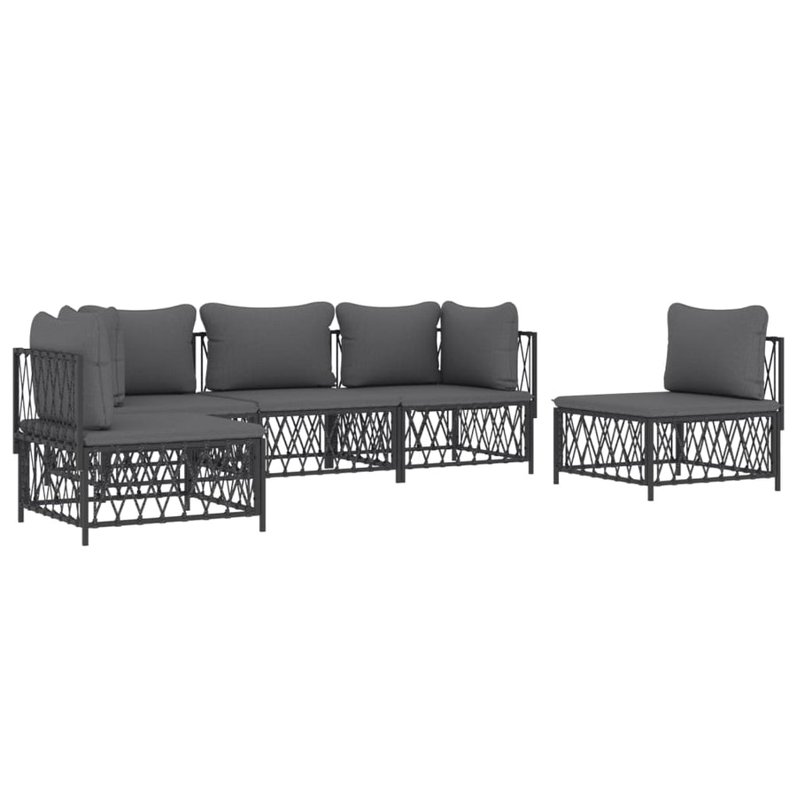 5-Delige Loungeset Met Kussens Staal Kleurig 1