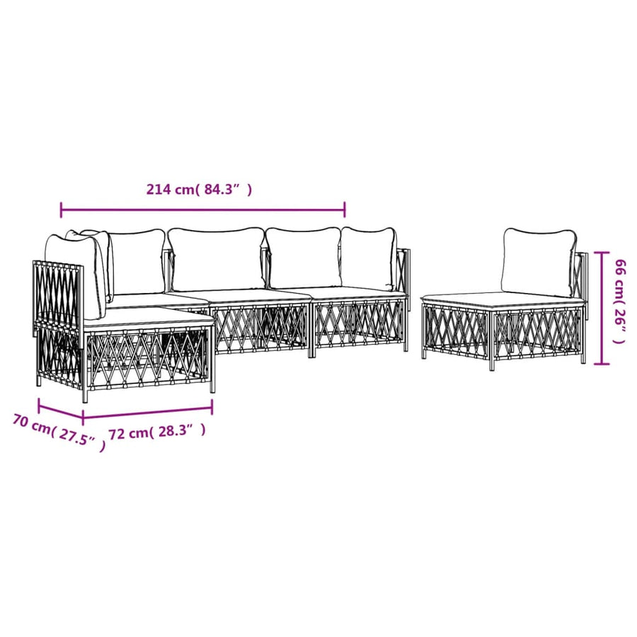 5-Delige Loungeset Met Kussens Staal Kleurig 1