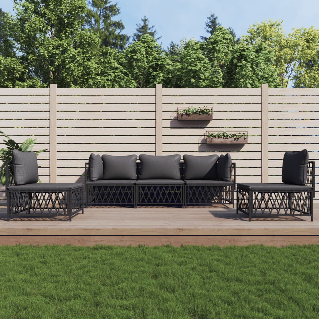 5-Delige Loungeset Met Kussens Staal Kleurig 1