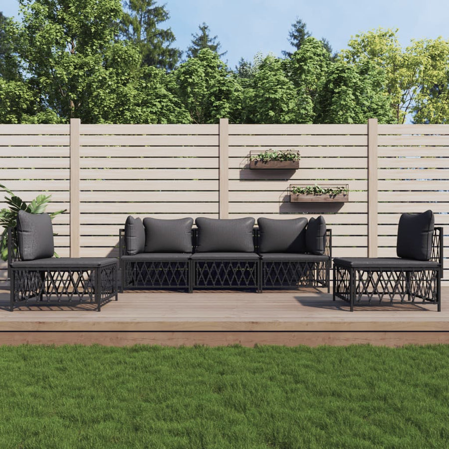 5-Delige Loungeset Met Kussens Staal Kleurig 1