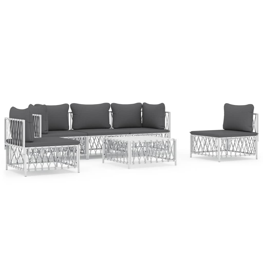 6-Delige Loungeset Met Kussens Staal 1