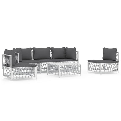 6-Delige Loungeset Met Kussens Staal 1