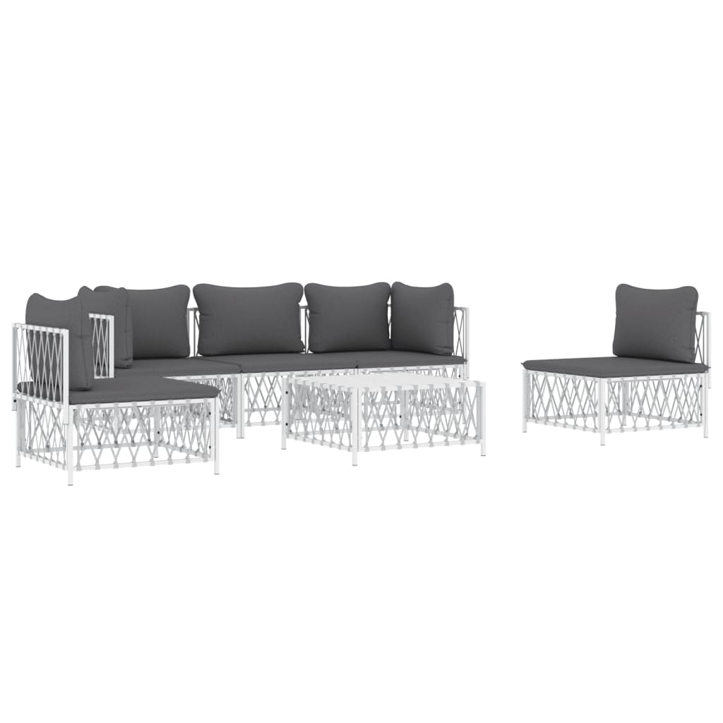 6-Delige Loungeset Met Kussens Staal 1