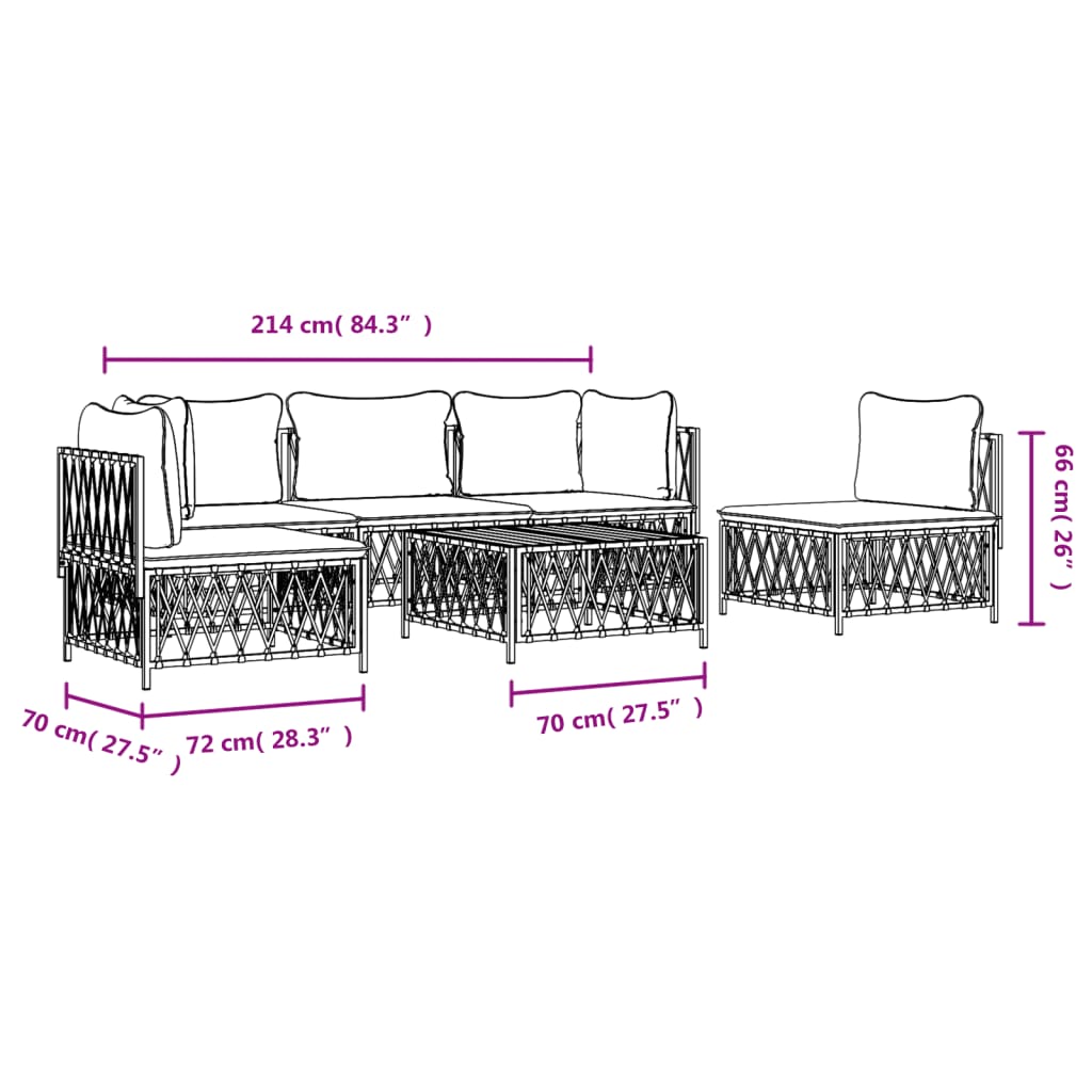 6-Delige Loungeset Met Kussens Staal 1