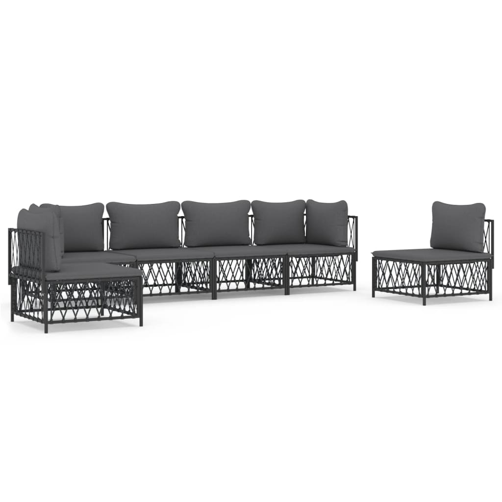 6-Delige Loungeset Met Kussens Staal Kleurig 1
