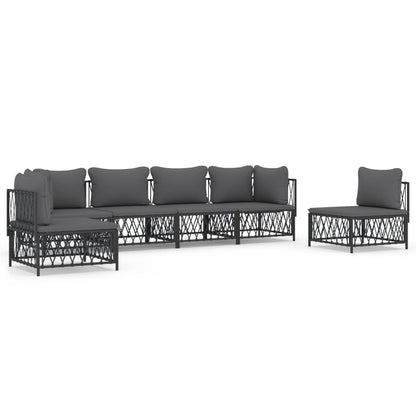6-Delige Loungeset Met Kussens Staal Kleurig 1