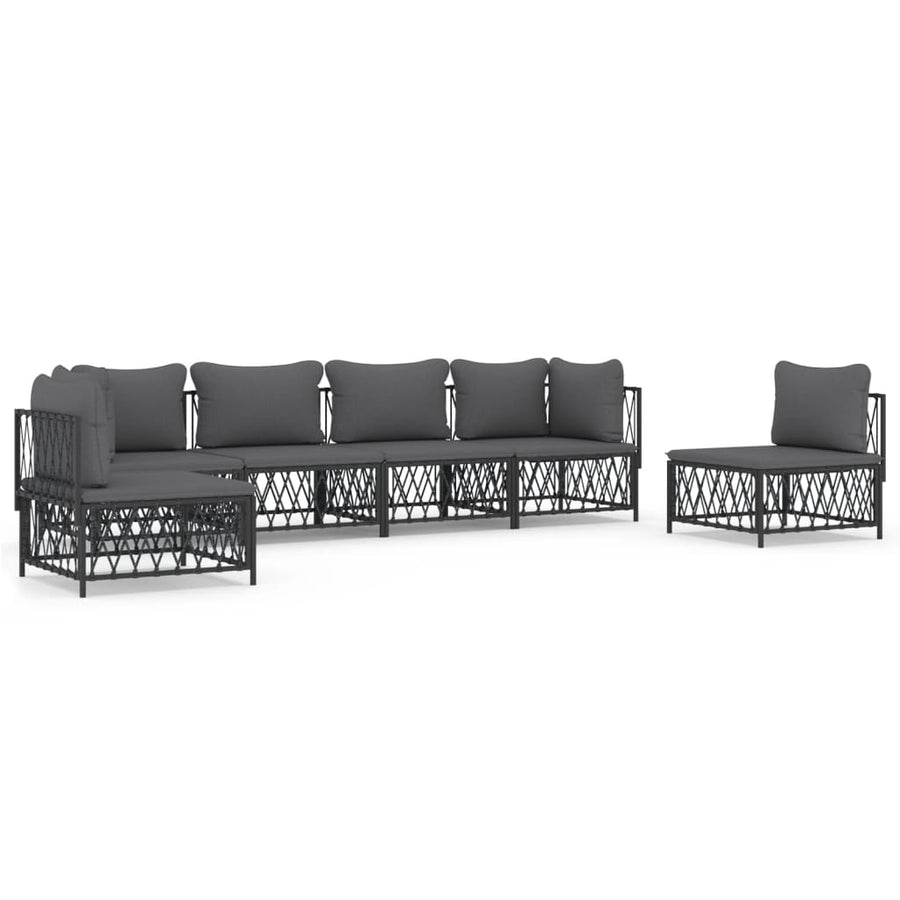 6-Delige Loungeset Met Kussens Staal Kleurig 1