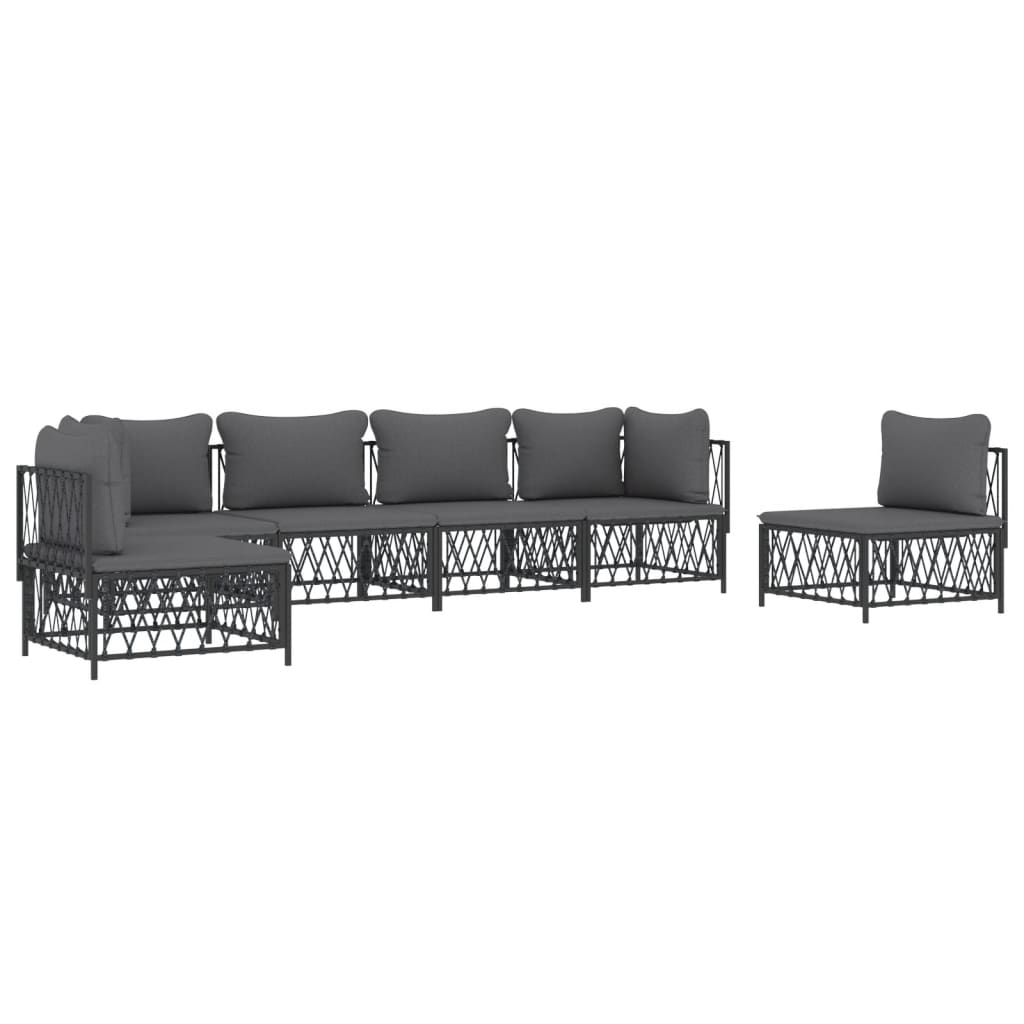 6-Delige Loungeset Met Kussens Staal Kleurig 1