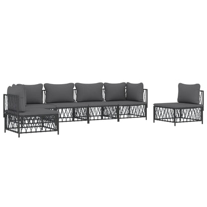 6-Delige Loungeset Met Kussens Staal Kleurig 1