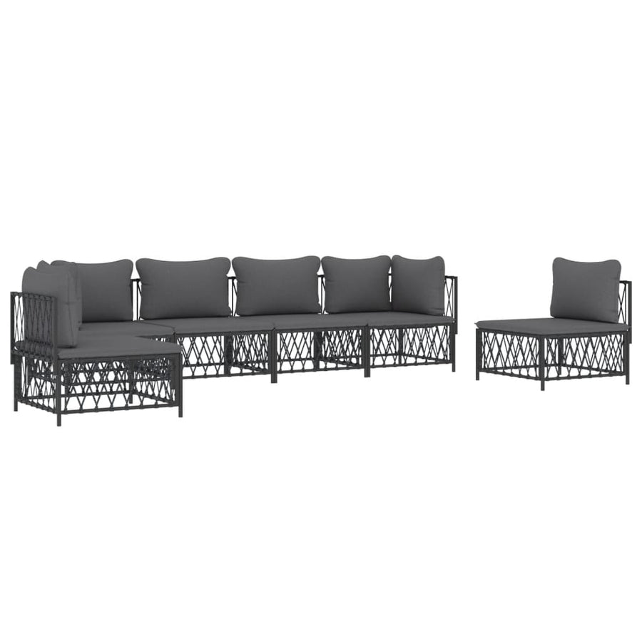 6-Delige Loungeset Met Kussens Staal Kleurig 1