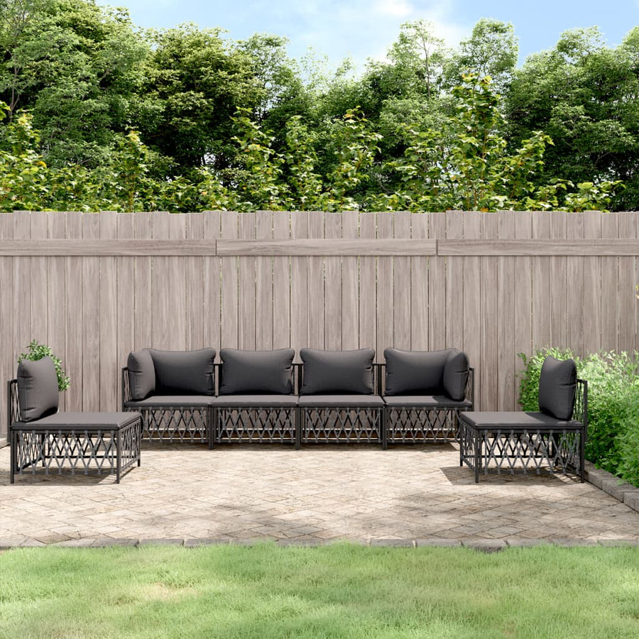 6-Delige Loungeset Met Kussens Staal Kleurig 1