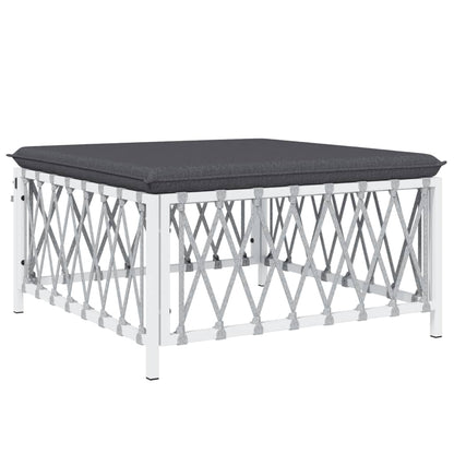 3-Delige Loungeset Met Kussens Staal Wit hoek + midden + voetensteun