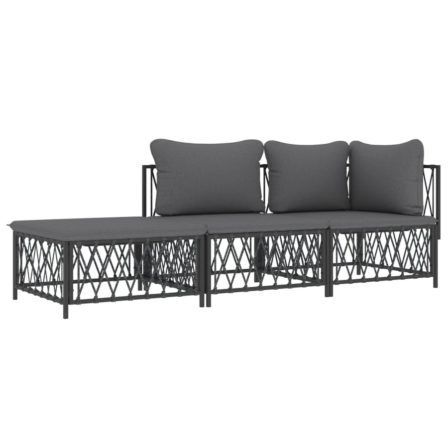 3-Delige Loungeset Met Kussens Staal Kleurig 1