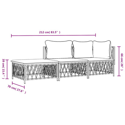 3-Delige Loungeset Met Kussens Staal Kleurig 1
