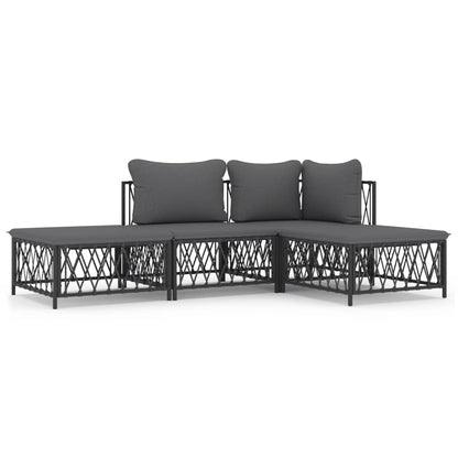 4-Delige Loungeset Met Kussens Staal Kleurig 1