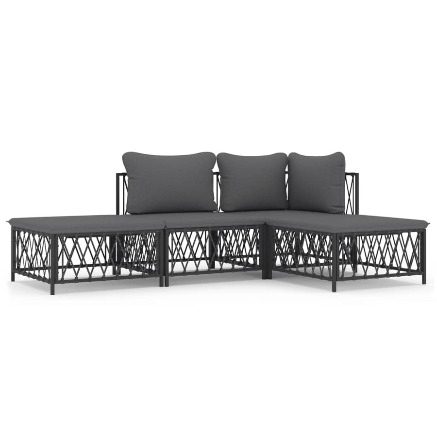 4-Delige Loungeset Met Kussens Staal Kleurig 1