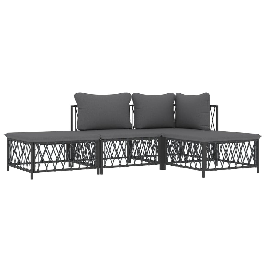 4-Delige Loungeset Met Kussens Staal Kleurig 1