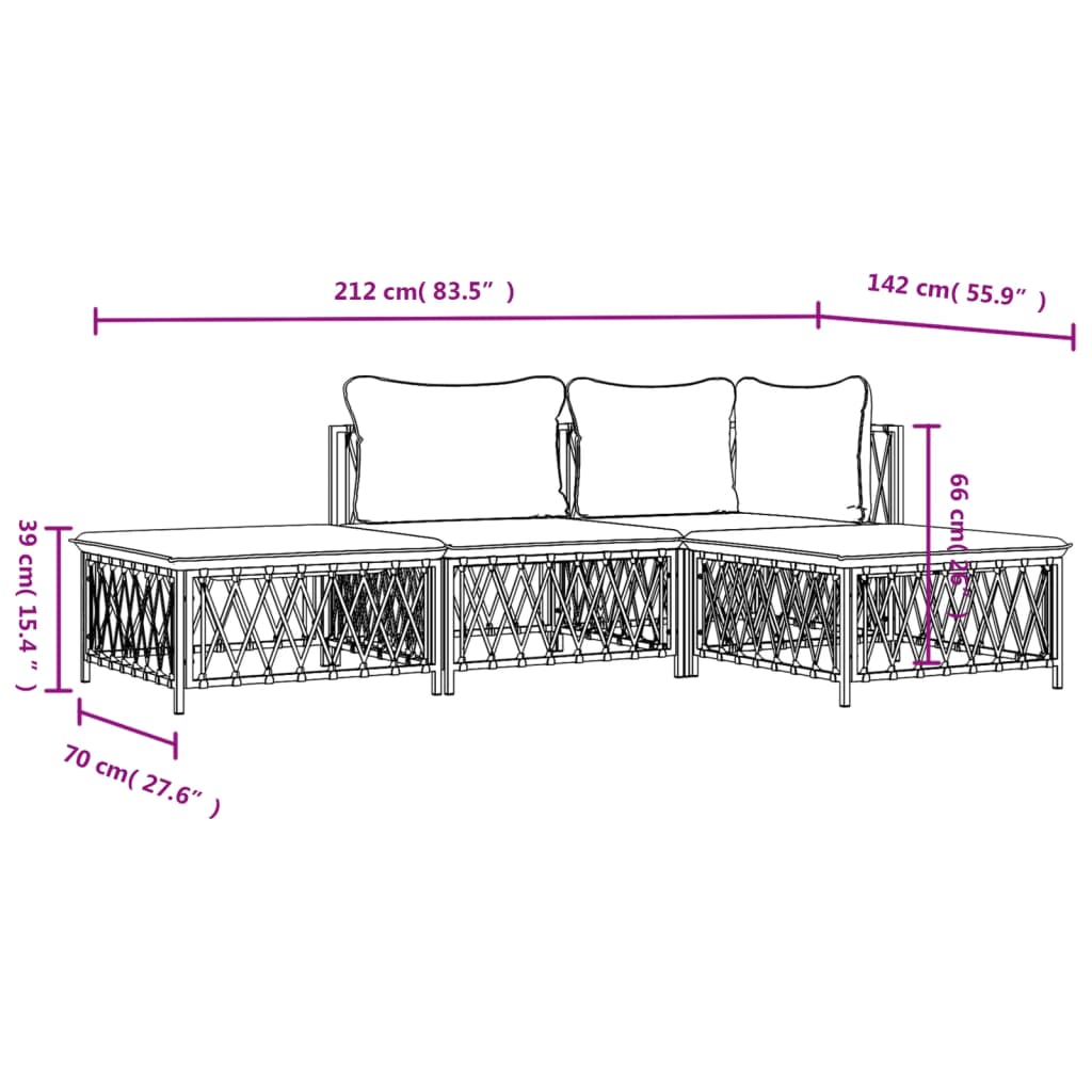 4-Delige Loungeset Met Kussens Staal Kleurig 1