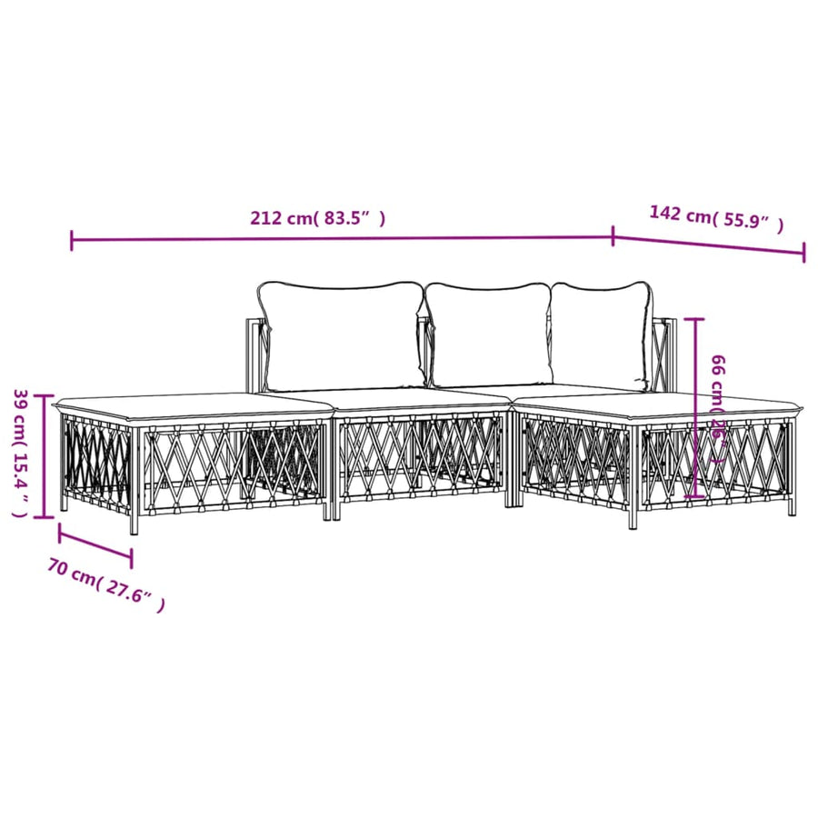4-Delige Loungeset Met Kussens Staal Kleurig 1