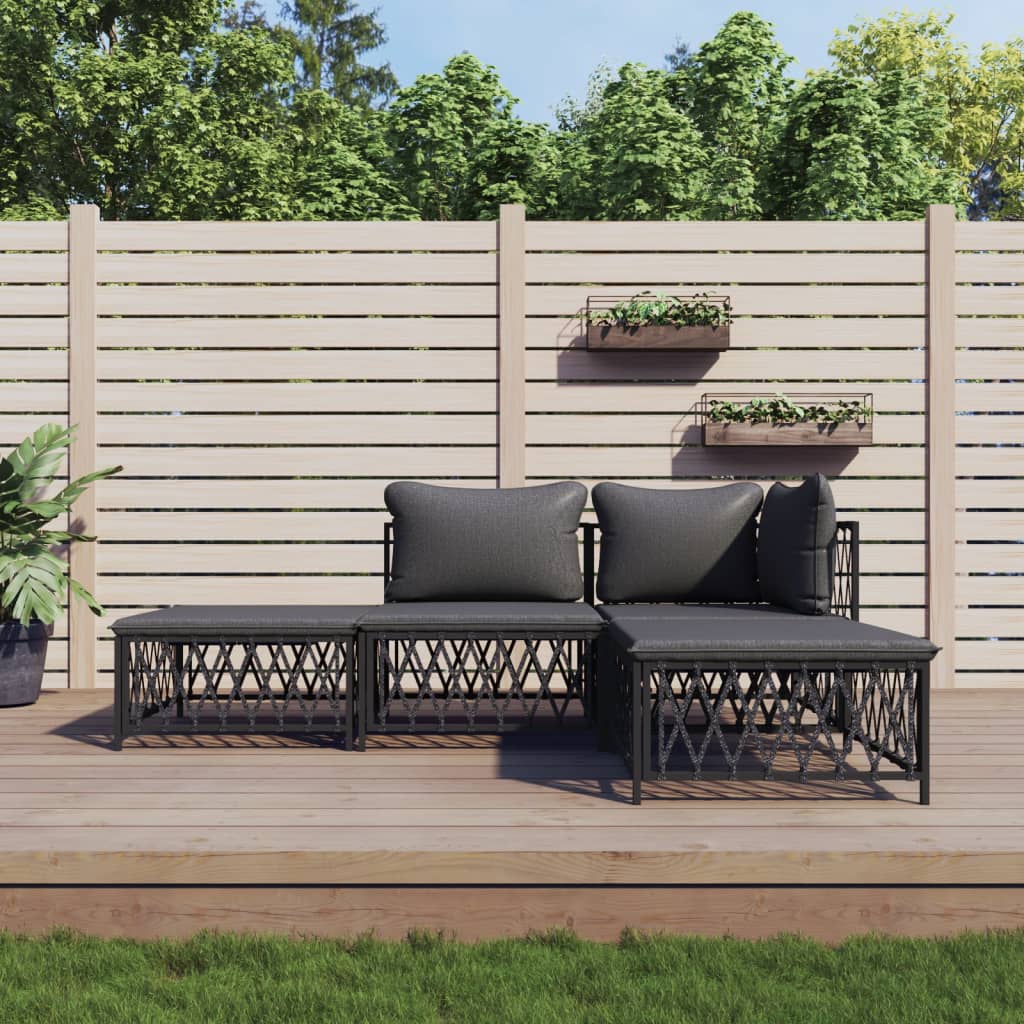 4-Delige Loungeset Met Kussens Staal Kleurig 1