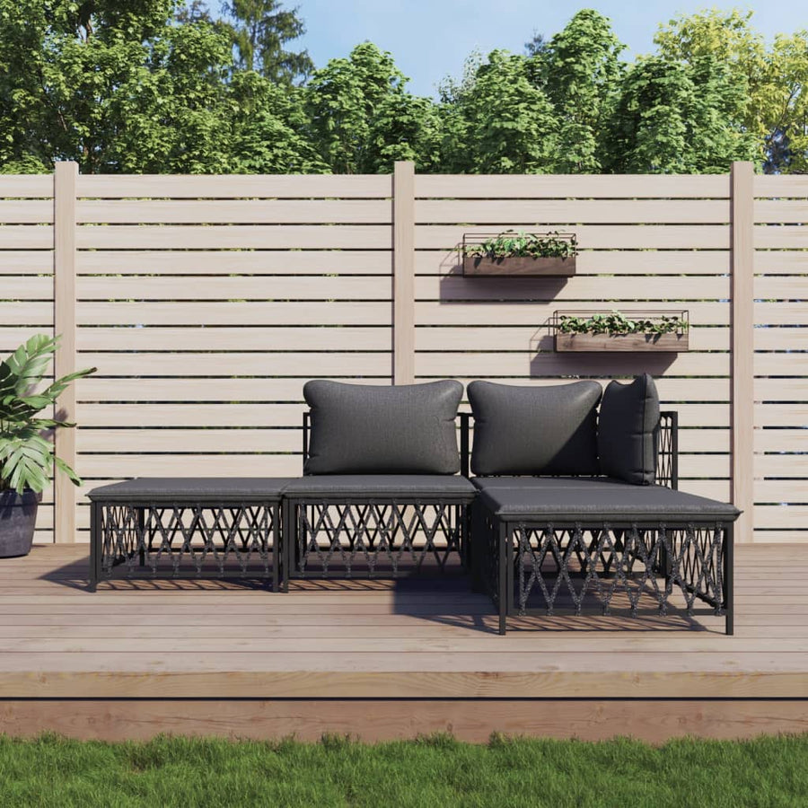 4-Delige Loungeset Met Kussens Staal Kleurig 1