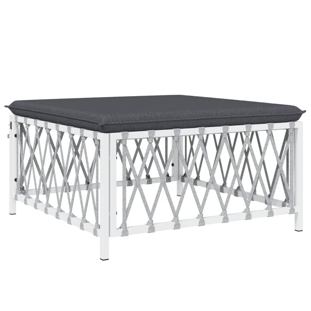 5-Delige Loungeset Met Kussens Staal Wit hoek + midden + 2x voetensteun + Tafel