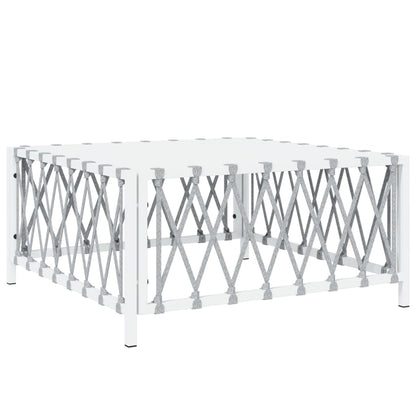 5-Delige Loungeset Met Kussens Staal Wit hoek + midden + 2x voetensteun + Tafel