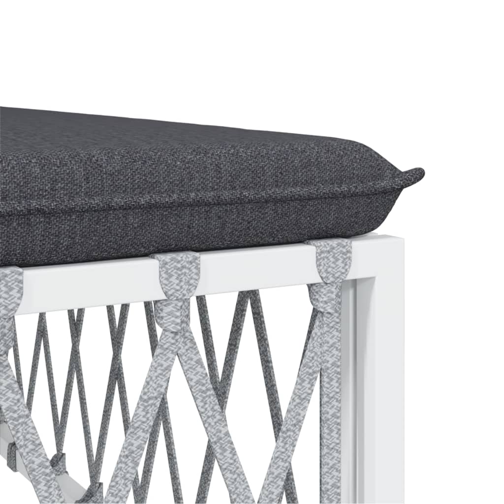 5-Delige Loungeset Met Kussens Staal Wit hoek + midden + 2x voetensteun + Tafel