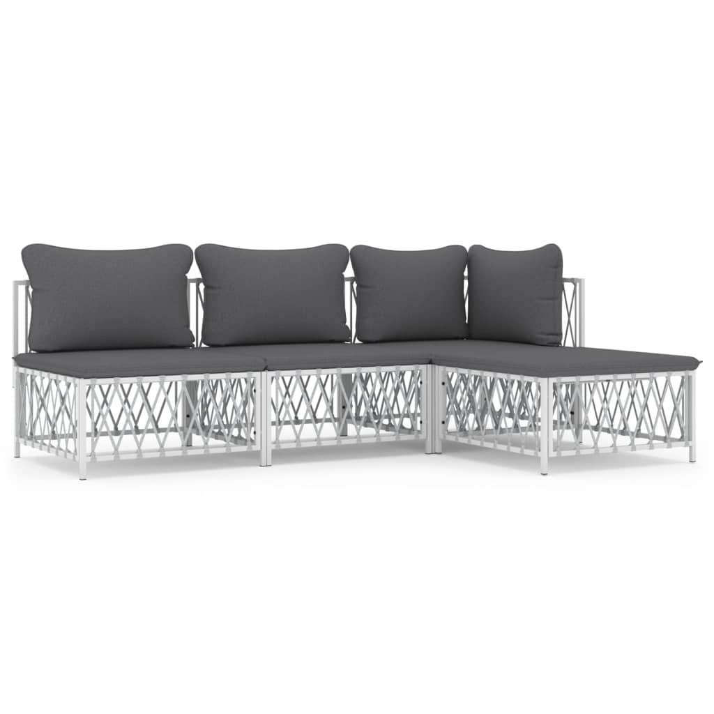 4-Delige Loungeset Met Kussens Staal 1