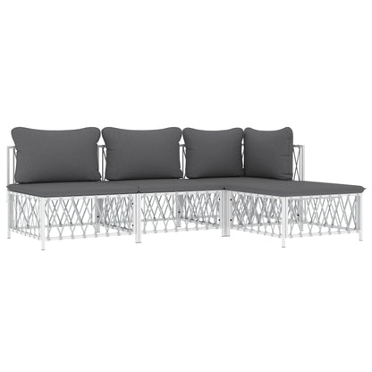 4-Delige Loungeset Met Kussens Staal 1