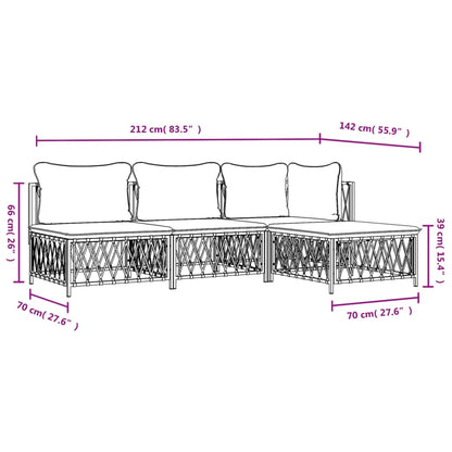 4-Delige Loungeset Met Kussens Staal 1