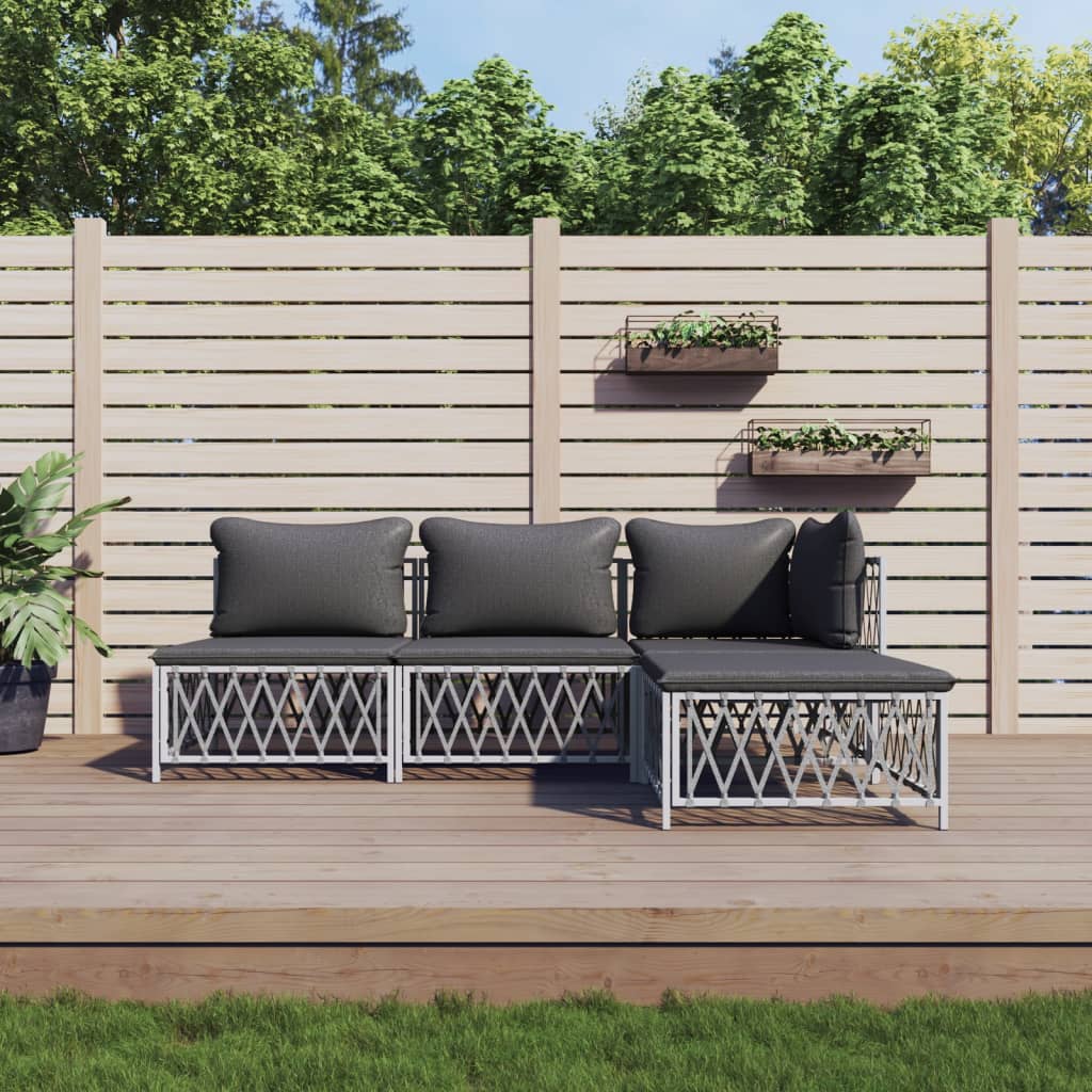 4-Delige Loungeset Met Kussens Staal 1