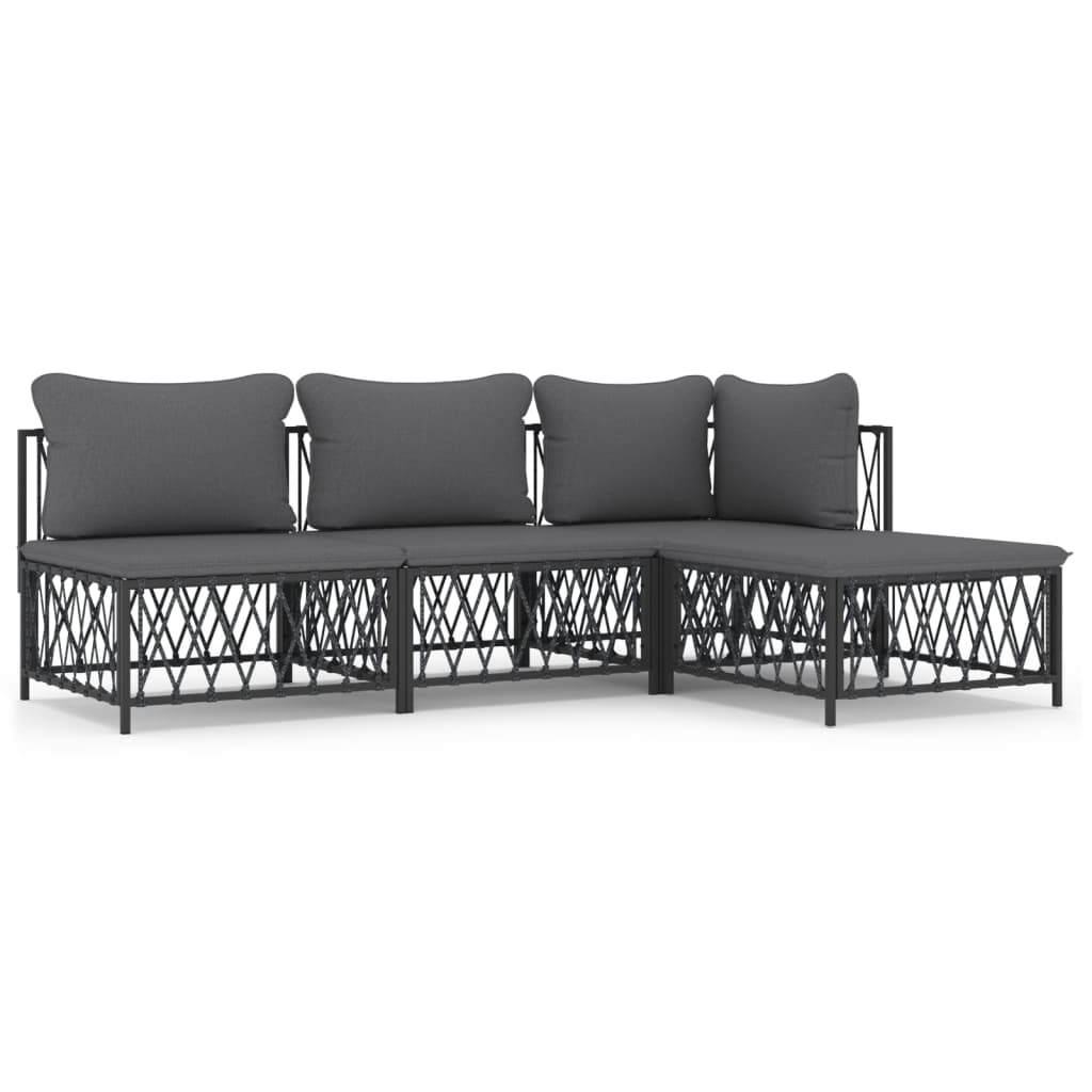 4-Delige Loungeset Met Kussens Staal Kleurig 1