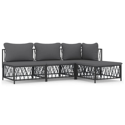 4-Delige Loungeset Met Kussens Staal Kleurig 1