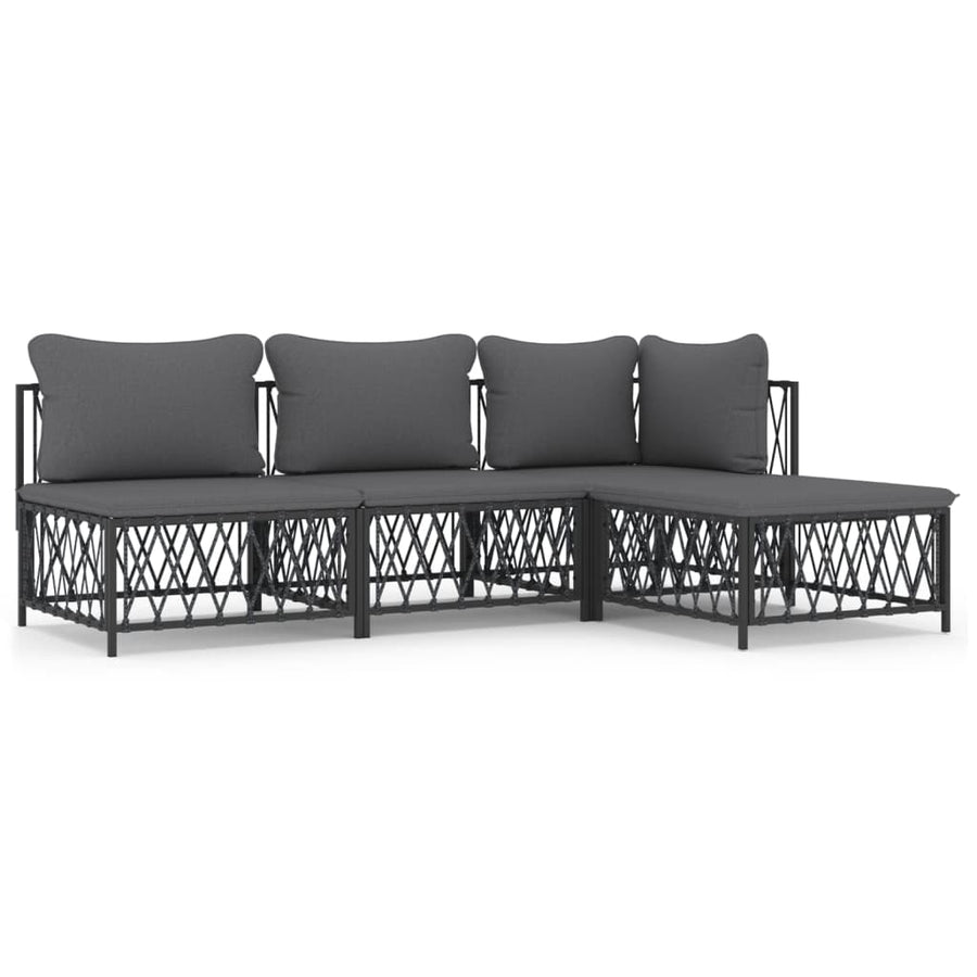 4-Delige Loungeset Met Kussens Staal Kleurig 1