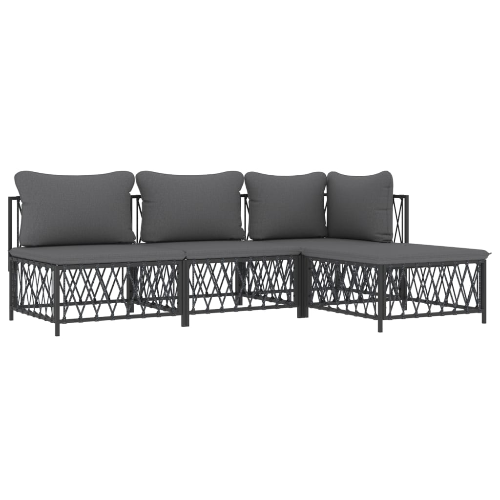 4-Delige Loungeset Met Kussens Staal Kleurig 1