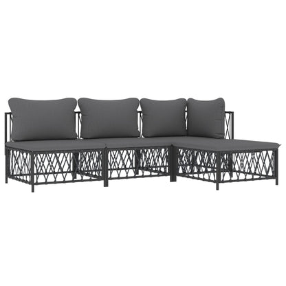4-Delige Loungeset Met Kussens Staal Kleurig 1