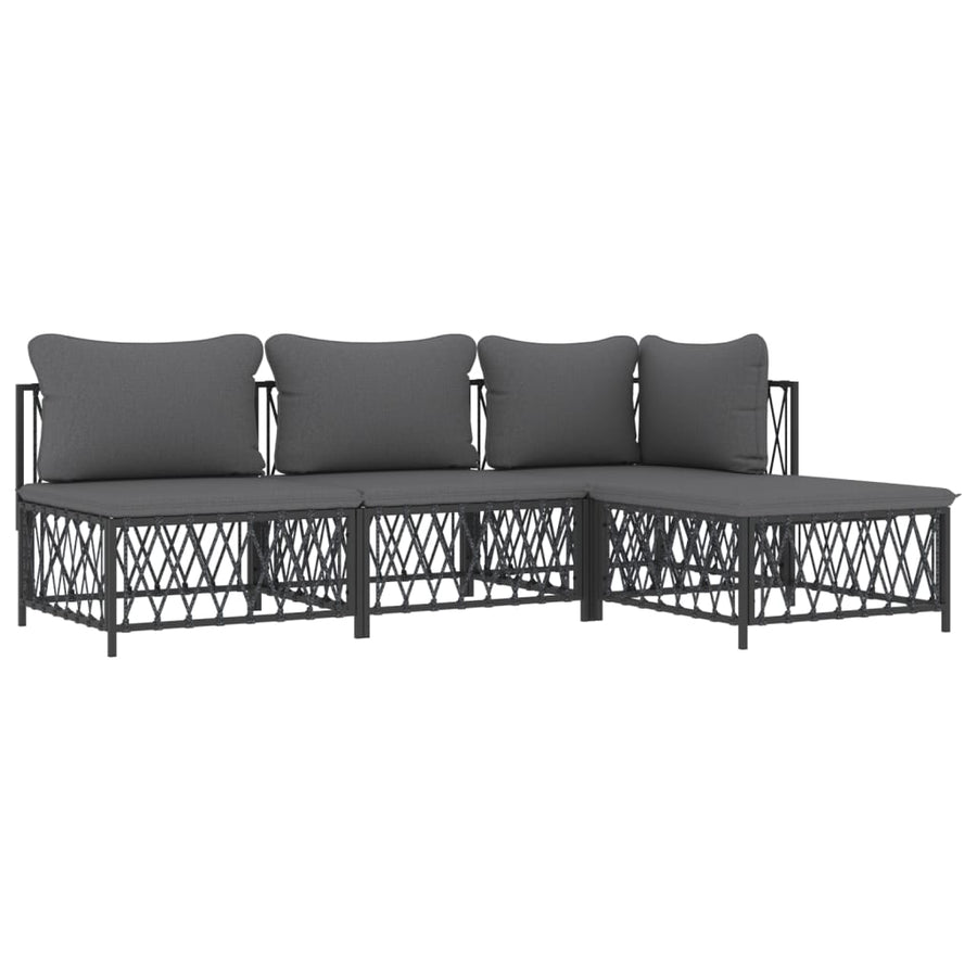 4-Delige Loungeset Met Kussens Staal Kleurig 1