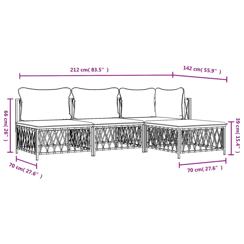 4-Delige Loungeset Met Kussens Staal Kleurig 1